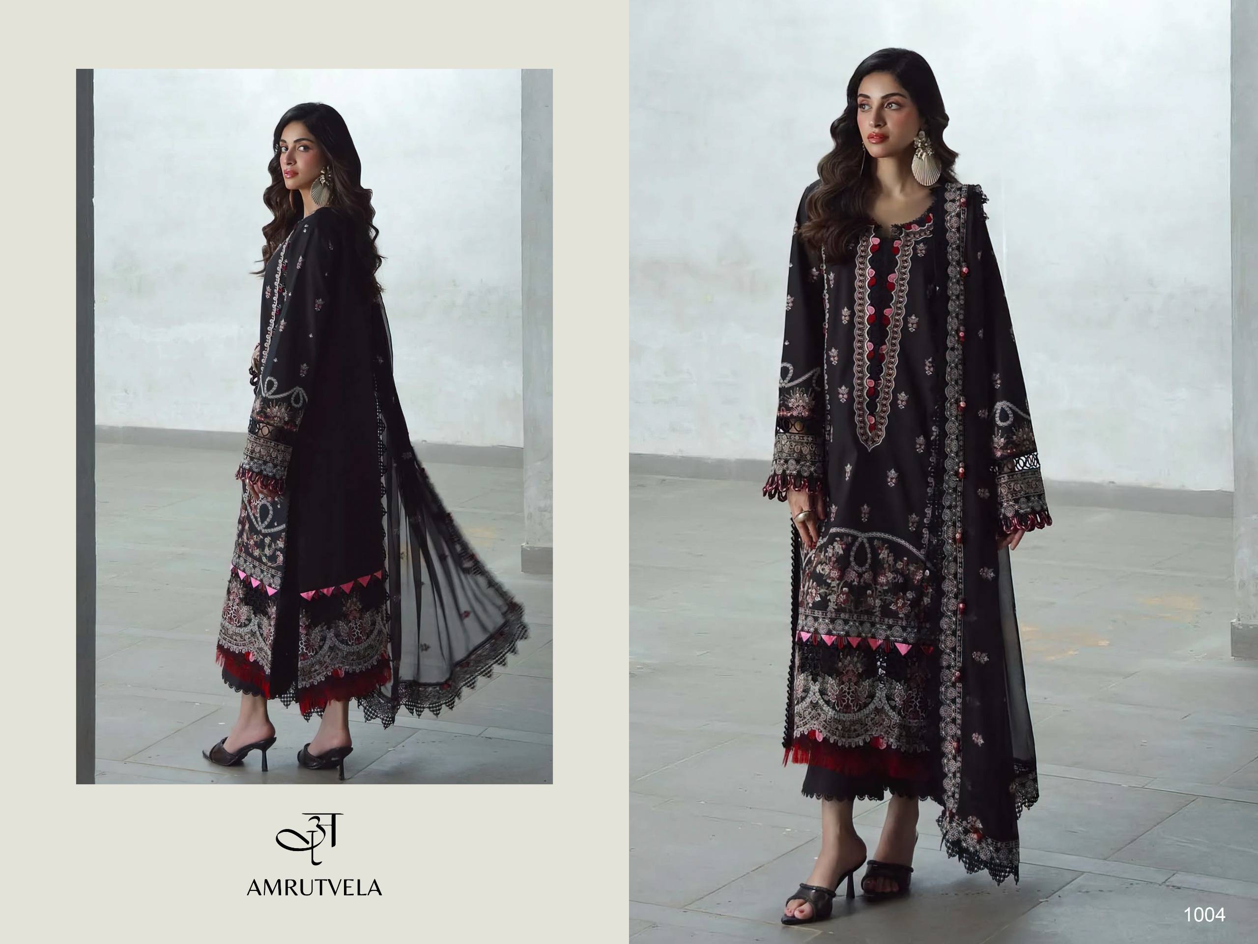  Ombre classic heavy embroidery duppta collection BY AMRUTVELA TEXTILE 1001 TO 1004 SERIES Pakistani Stylish Embroidered pure cotton Dresses At Wholesale Price